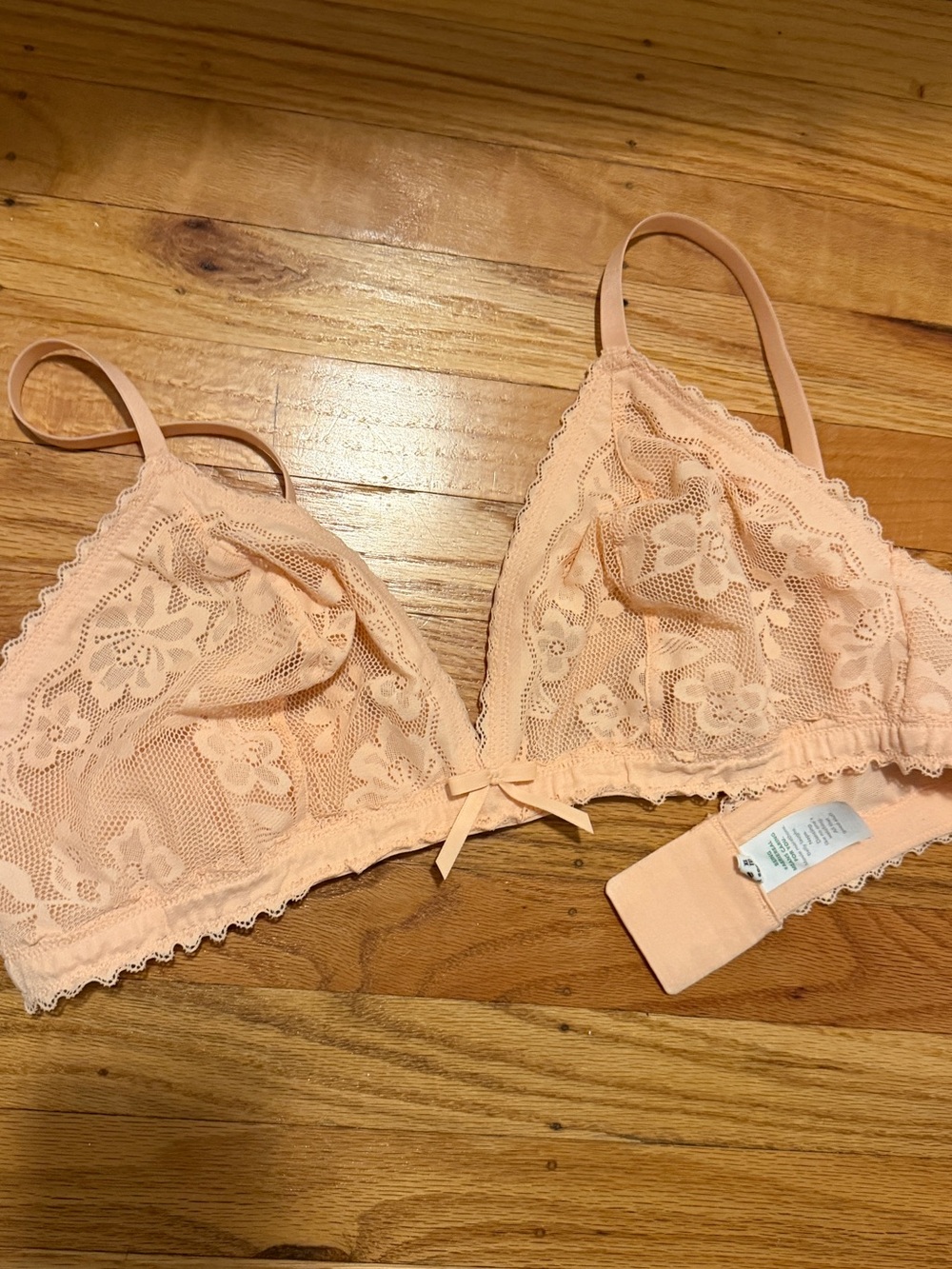 aerie Lace Triangle Bralette - Peach